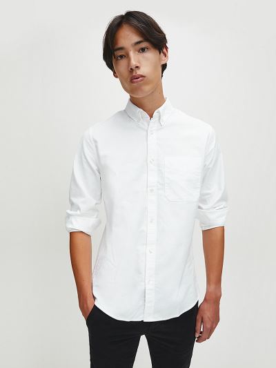Calvin Klein Ruhák HU350866 | Calvin Klein Slim Oxford Cotton Férfi Ing Világos Fehér